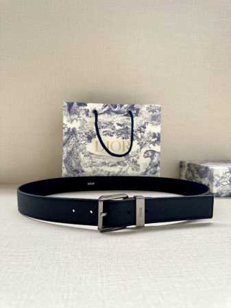 3.5 Cm Wide Dior Belt Crafted From Black Grained Calf Leather, Featuring A Metal - Click Image to Close