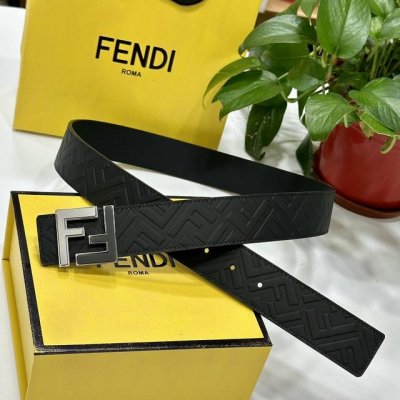 Fendl Fendi, 40Mm Wide Double-Sided Genuine Calf Leather With A Single Rhodium-P
