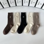 Special Packaging Chanel New Cashmere Embroidered Mid-Length Slouch Socks! Five
