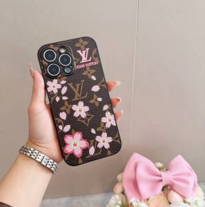 Lv fine hole full cover mobile phone case Murakami Takashi cherry blossom patter