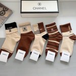 A box of 5 pairs of Chanel classic socks, high-quality pure cotton, soft and sup