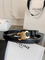 Celine women's belt, calfskin texture with unique Arc de Triomphe buckle, medium