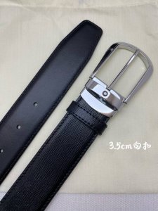 Montblanc 3.5cm wide leather belt, made of premium top-grain cowhide with a pin