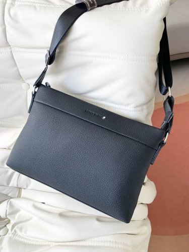 Montblanc men's new stylish shoulder bag, classic logo iconic ribbon with water
