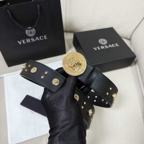 Special Versace Width 4.0Cm New Smooth Belt Decorated With Round Rivets And Medu