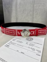 Width 4.0Cm Versace Palazzo belt is made of cowhide leather and decorated with L