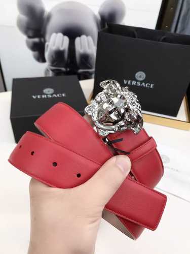 Versace This Belt Is Crafted From Soft Greca Embossed Leather In Italy, Featurin