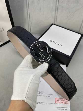 Width 4.0 Cm Gucci Interlocking Double G Steel Buckle Belt, Meticulously Crafted - Click Image to Close