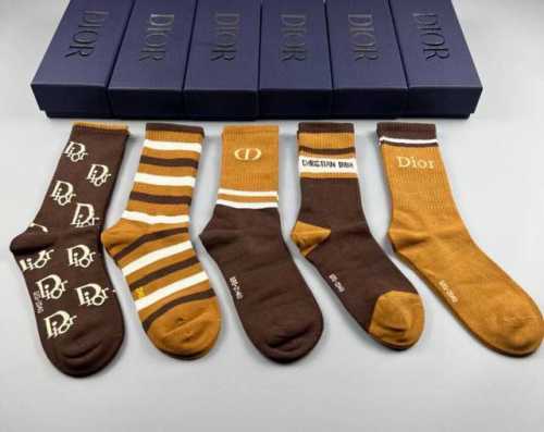 Special Dior women's high socks, box of five, made of pure cotton, soft and com