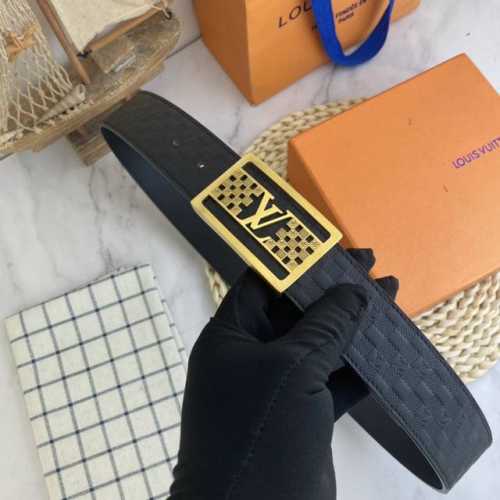 Lv Men's Belt 38Mm Double-Sided Imported Leather Can Be Used On Both Sides Count