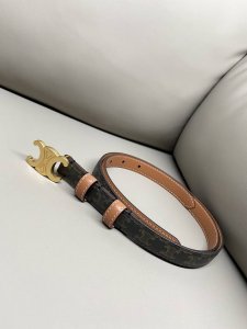 Celine Celine Triomphe Canvas logo print Wagyu leather 1.8 width pinhole belt sl