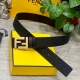 Fendl Fendi 40Mm Wide Double-Sided Genuine Calf Leather Belt With Single Rhodium