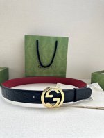 Width 4.0Cm Gucci interlocking double G belt original steel buckle, derived from