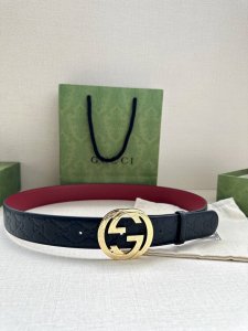 Width 4.0Cm Gucci interlocking double G belt original steel buckle, derived from