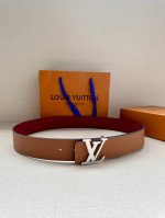 Lv4.0 Wide Rays Double-Sided Belt With A Central Buckle And Fine Texture, Import