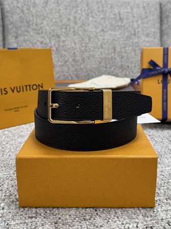 Louis Vuitton LV belt with pebbled gold buckle series, original factory hardware - Click Image to Close