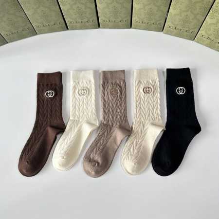Special Packaging Gucci New Cashmere Embroidered Mid-Length Slouch Socks! Five p - Click Image to Close