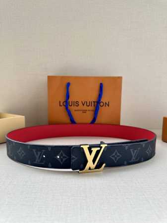 This 4.0 Wide Lv Initiales Double-Sided Belt Combines Classic Monogram Canvas An - Click Image to Close