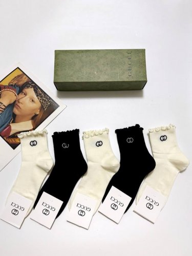 Hot item back in stock with packaging 5 pairs per box Gucci classic letter logo
