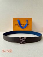 Lv Heritage Double-Sided Belt 3.4 Inches Wide Crafted From Grained Leather And N