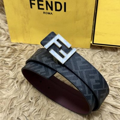 Picture Packaging +10 Fendi Boutique Same Style 4.0cm Wide Double Ring Reversibl