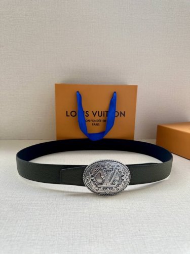 3.4 Width This Lv Heritage Double-Sided Belt Features Grain-Textured And Smooth