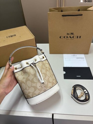Coach Drawstring Bucket Dempsey Jacquard Bucket Bag D-322 Size 15