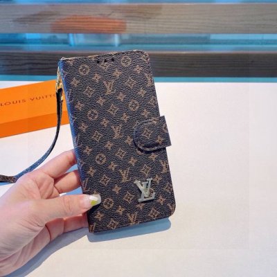 Lv classic old flower leather phone case, leather case with multiple card slots,