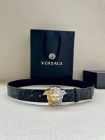 Width 4.0Cm Versace Palazzo belt is made of cowhide leather and decorated with L