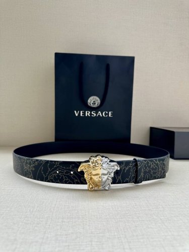 Width 4.0Cm Versace Palazzo belt is made of cowhide leather and decorated with L