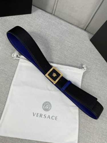4.0Cm Versace Double-Sided Lychee Pattern Belt Is Decorated With The Iconic V