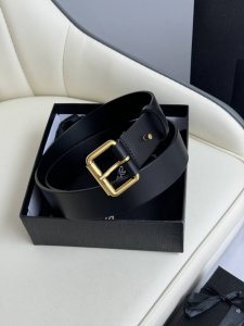 Special Saint Laurent Women's Leather Belt, Genuine Gold-Plated Buckle, Italian