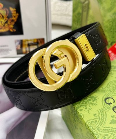 Belt: Gucci..Gu..Cci Automatic Buckle - Waist Belt: Top-Tier Authentic Replica E