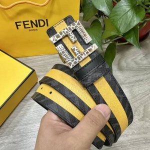 Special Fendi Fin Di Store-Authentic 4.0Cm Wide Double-Ring Reversible Belt With