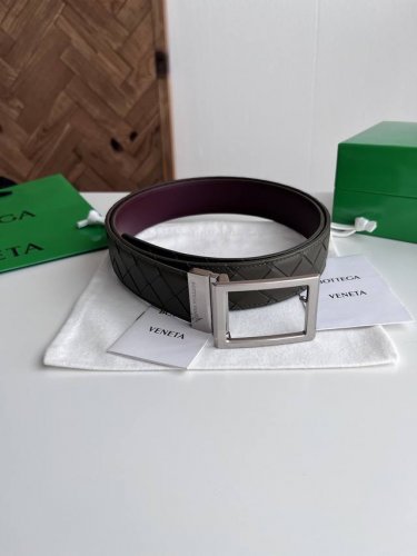 Bv 2025 New Men's Woven Belt, Double-sided Handmade Intreccio Large Grid Woven D