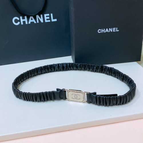 chanel 23S C Rhinestone Square Logo Buckle Calfskin Silver Metal And Gold Met