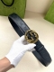 Width 4.0Cm Gucci interlocking double G buckle belt, made of Gucci Signature blu