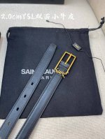 Ysl flat top calfskin soft belt 2.0cm square pin brass buckle Cassandre logo bel