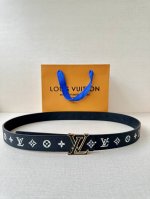 3.0 Width Lv Double-Sided Leather Belt Reinterprets Louis Vuitton's Classic Mono