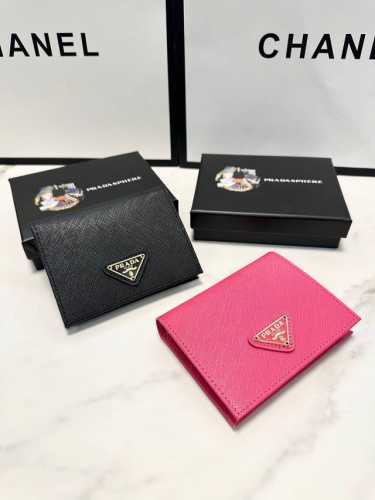 Color black rose red blue pink size 11X10 Prada fashion wallet, high-quality cr