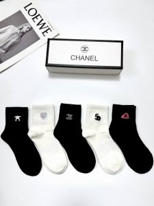 comes with packaging 5 pairs per box Chanel classic embroidered letter logo pur