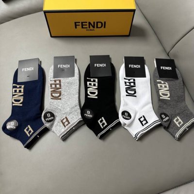 Special Fendi Fendi Ff new men's boat socks, one box of five pairs, jacquard cl