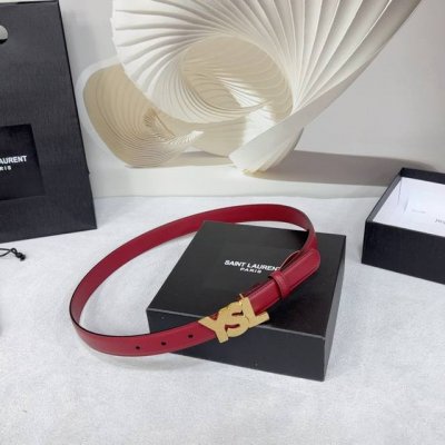 2.5Cm Saint Laurent Belt, Double-Sided Top-Grain Leather, Length: 75, 80, 85, 90