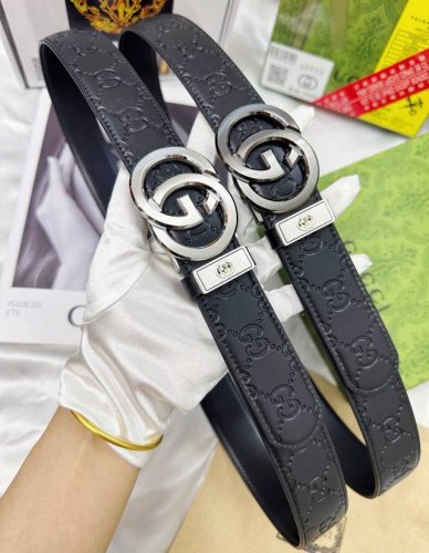 Belt: Gucci..Gu..Cci Automatic Buckle - Belt: Top-Tier Authentic Replica Version