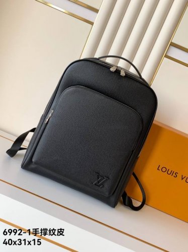 Backpack Model: 6092-1. Made of top-grain, hand-grained leather, this Damier Ln