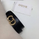 c'est Dior Belt 3.0Mm Black Smooth Cowhide Leather Double-Sided Imported Calf