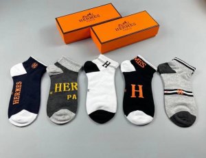 Special Offer: Hermes Men's Spring/Summer Socks, 5 pairs per box, jacquard desi