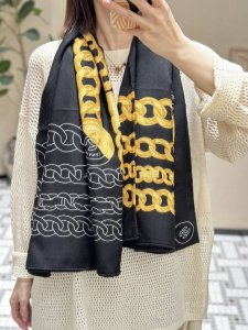 Chanel New Custom High-Luxury Edition Chanel Cc Coin Chain Jacquard Large Scarf