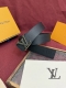 New Lv Men's Leather Belt, 4cm Width. Custom canvas fabric with a brand new patt