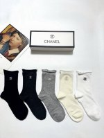 comes with packaging 5 pairs per box Chanel classic letter logo double C embroi
